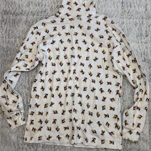 Disney Mickey Mouse White and Red Vintage Turtleneck Long Sleeve Top